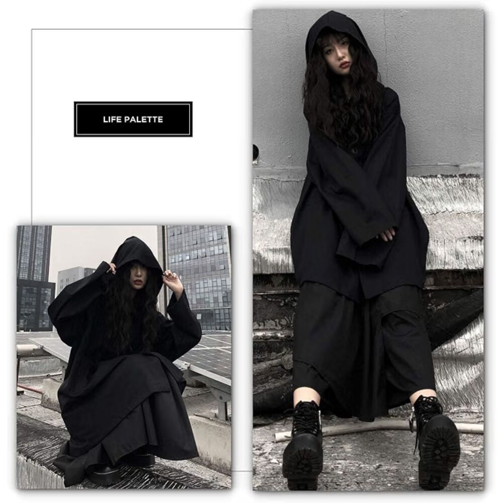 Japanese Hakama Harem Pants | Samurai Ninja Wide Leg Goth Grunge Unisex Black